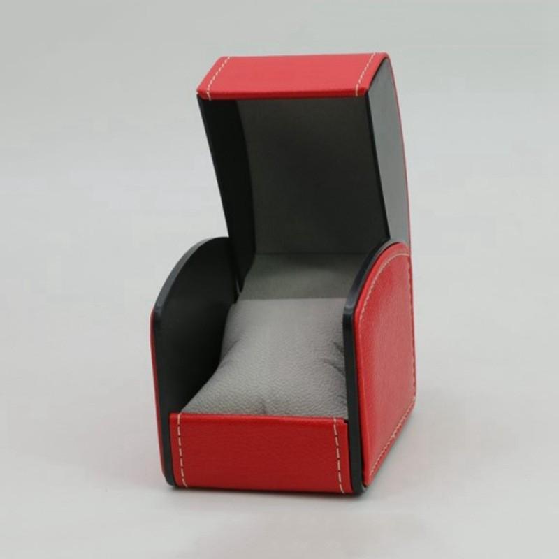 Rounded Corner PU Leather Single Watch Storage Box with Threaded Flip Cover