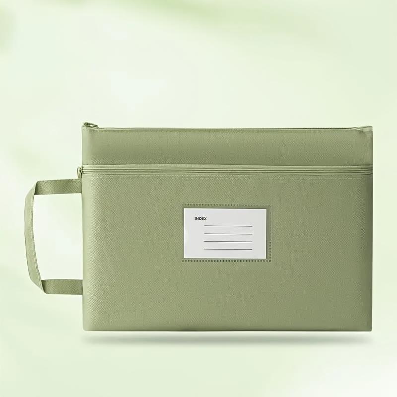 A4 Large Capacity Document Folder, Morandi Oxford Cloth File Organizer with Double Zipper for Office Storage