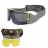 X800 Taktische Schutzbrille 3 Linsen Wechselsystem für Paintball, Jagd & Kampf UV400 Schutz Antibeschlag Sicherheitsbrille