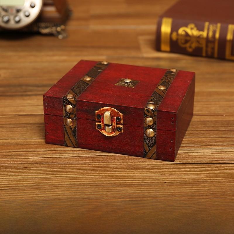 Gray Wooden Vintage Storage Box With Lock For Jewelry Organizer Decoration Home