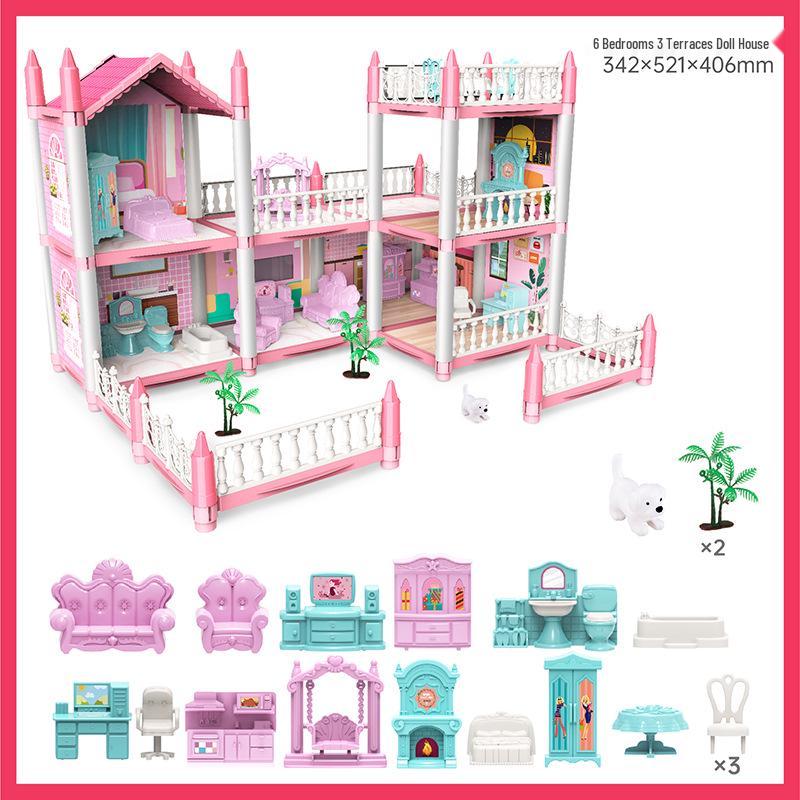 Işıklı Kendin Yap Prenses Şatosu Bebek Evi - Küçük Kızın Oyun Evi