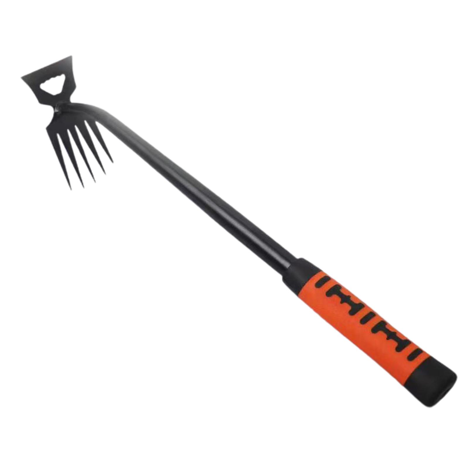 Multifunction Gardening Hoe Rake Manual Grass Rake Loosening Soil Metal Multi-Tines Hoe Cultivator Dual Headed Weeding Tool
