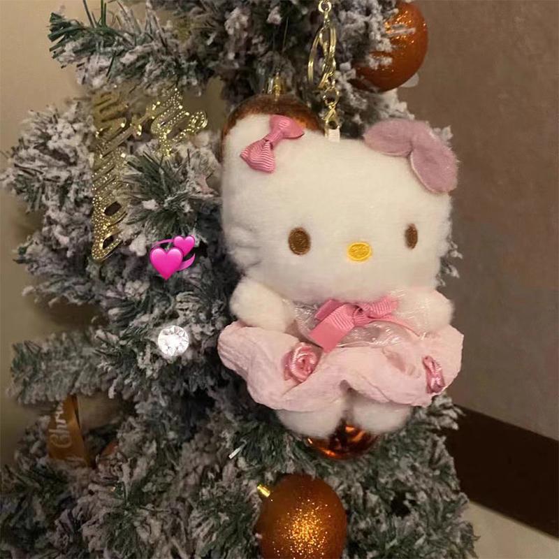 Cute Sanrio Hello Kitty Keychain Kawaii Cartoon Schoolbag Pendant Decoration Plush Doll Toy Holiday Gifts