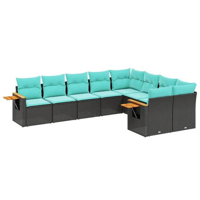VidaXL Garden Lounge Set with Cushions 9 Pcs, Patio Sofas, Furniture Set, Outdoor Terrace Furniture, Black 3227142