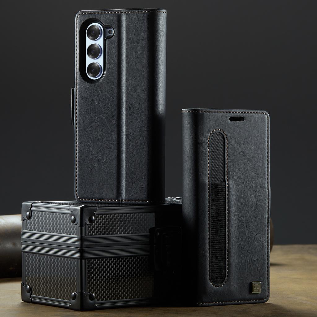 For Samsung Galaxy Z Fold5 / Z Fold6 / Z Fold7  Wallet Case with Card Slots & Kickstand, 360° Protection Leather Case