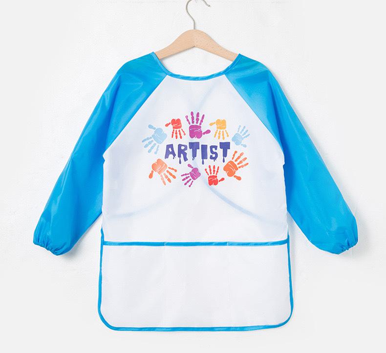Tablier d'art à manches longues pour enfants avec poche et housse de protection pour aquarelle
