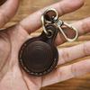 Texturierter Rindsleder Schlüsselanhänger Airtag Hülle Schlüsselring Halter Echtes Leder Anhänger Zugangskarte Langlebig Anti-Verlust Tasche Anhänger Funky Geschenk
