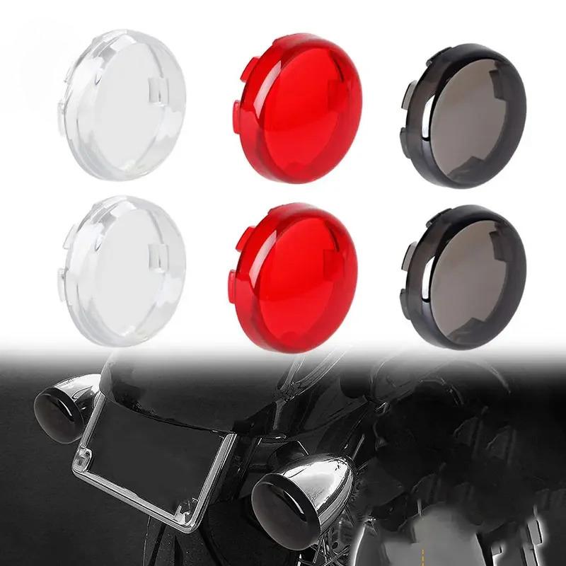 Motorcycle Bullet Turn Signal Light Lens Cover Red Smoke Clear ABS Plastic Indicator Blinker Shell Case Replacement for Harley Sportster Dyna Softail