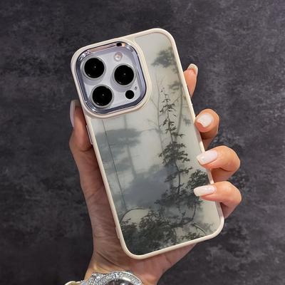 Dimmig Skog Mönster Telefonfodral Passar för iPhone 17 16 15 14 13 12 11 Pro/Max/Plus Stötsäkert Pläterat TPU Baksida