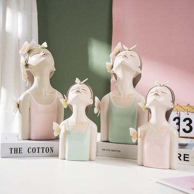 European Style Light Luxury Fashion Looking Up To Butterfly Girl Resin Ornaments Home Window Model Room Art Decoration Decoration
