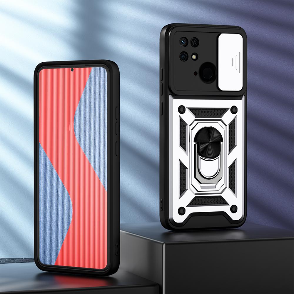 KEYSION Nárazuvzdorné pouzdro pro Redmi 10C 10A Push Pull Camera Protection Kryt telefonu pro Xiaomi Redmi 10 2022