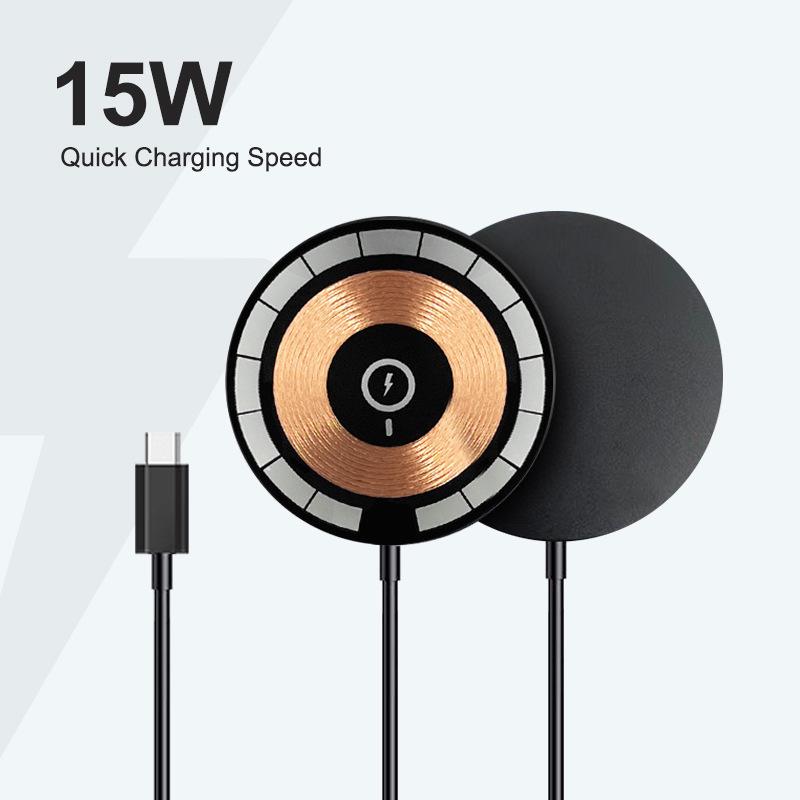 15W MagSafe Magnetic Wireless Charger for Apple Phones with Dual Interface