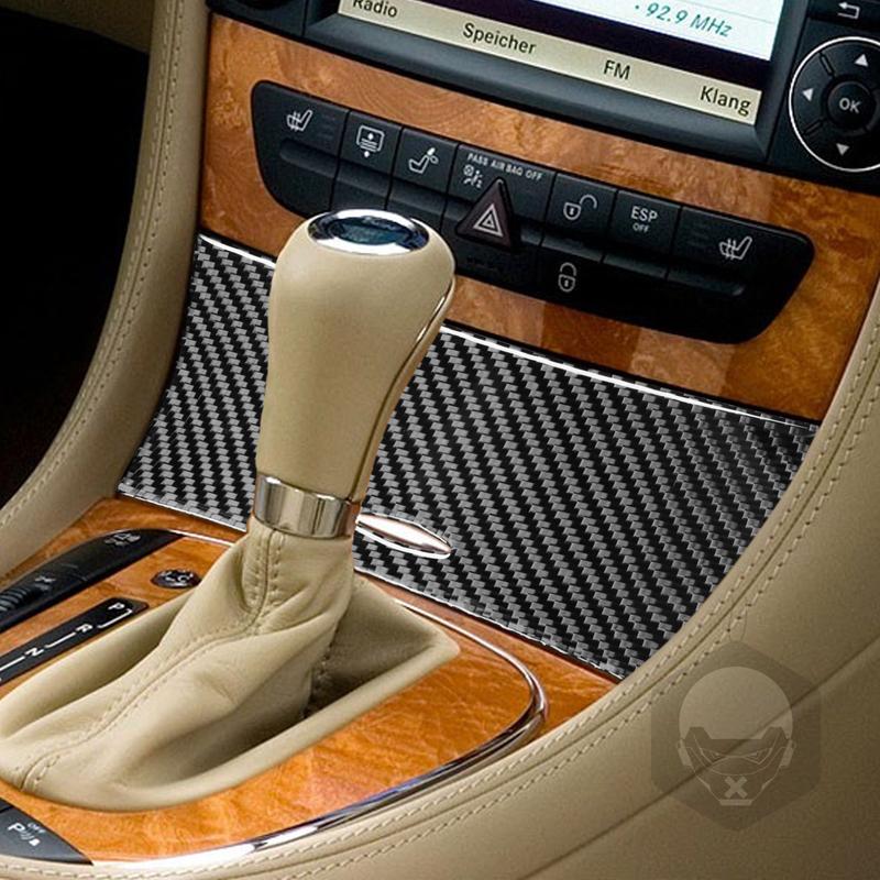 Real Carbon Fiber Car Accessories Center Storage Panel Cover Soft Sticker For Mercedes CLS C219 2004 2005 2006 2007 2008 2009
