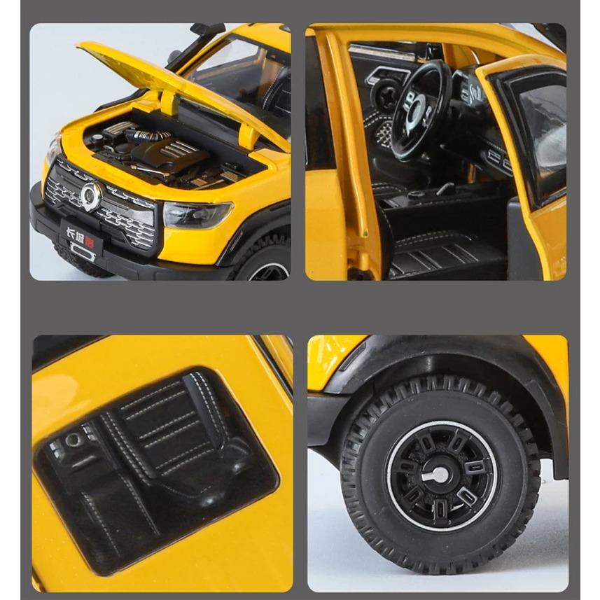 1/24 Great Wall Motor POER Pickup Model de mașină din aliaj din metal turnat sub presiune Vehicule de teren, model de mașină, simulare, lumină sonoră, jucărie pentru copii, cadou