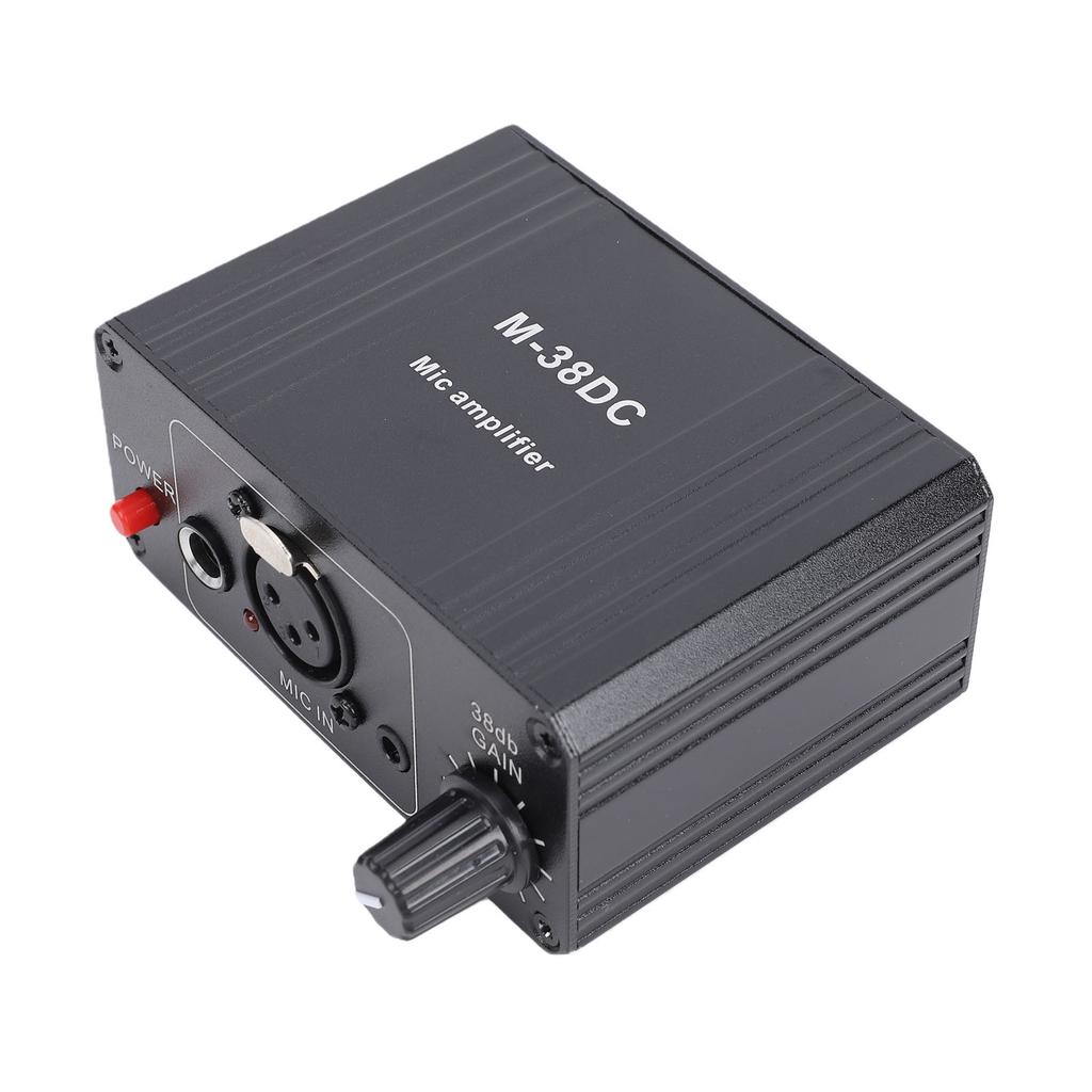 Microphone Preamp 38dB Adjustable Gain 3.5mm 6.5mm XLR Output Mic Gain Booster for Dynamic Coils Capacitors