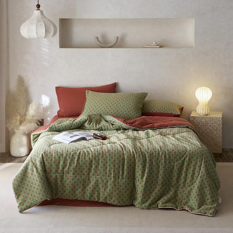 2026 A-Class Cotton Double Layer Jacquard Summer Quilt 4-Piece Set - Breathable, Non-Stuffy, Machine Washable Bedding