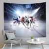 Ice Hockey Player and Puck Tapestry Modern Sport Illustration Tapestry Aesthetic Home Decor Tapestry for Living Room Bedroom