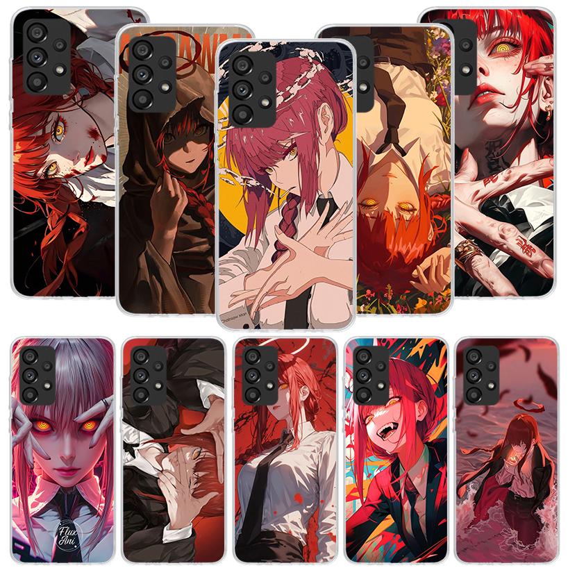 C-Chainsaw Mans Makima Phone Case for Samsung Galaxy A52 A51 A50S A12 A22 A32 A72 A10S A30S A31 A71 Note 20 Ultra 10 Plus S10 Ga