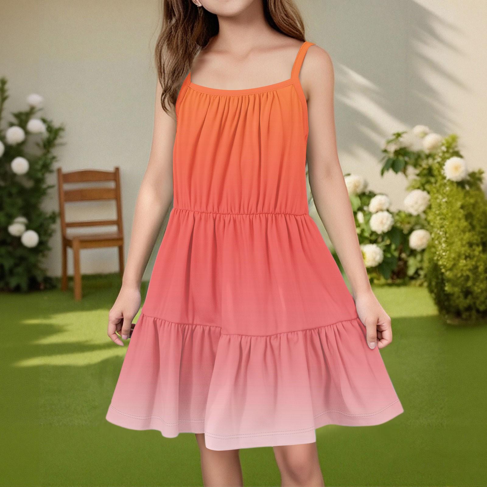 

Детское летнее повседневное модное платье без рукавов с круглым вырезом 120 шафрановый