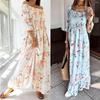 Bohemian Bloemen Maxi Jurk Dames Lang Chiffon Strand Casual Halve Mouw Jurk