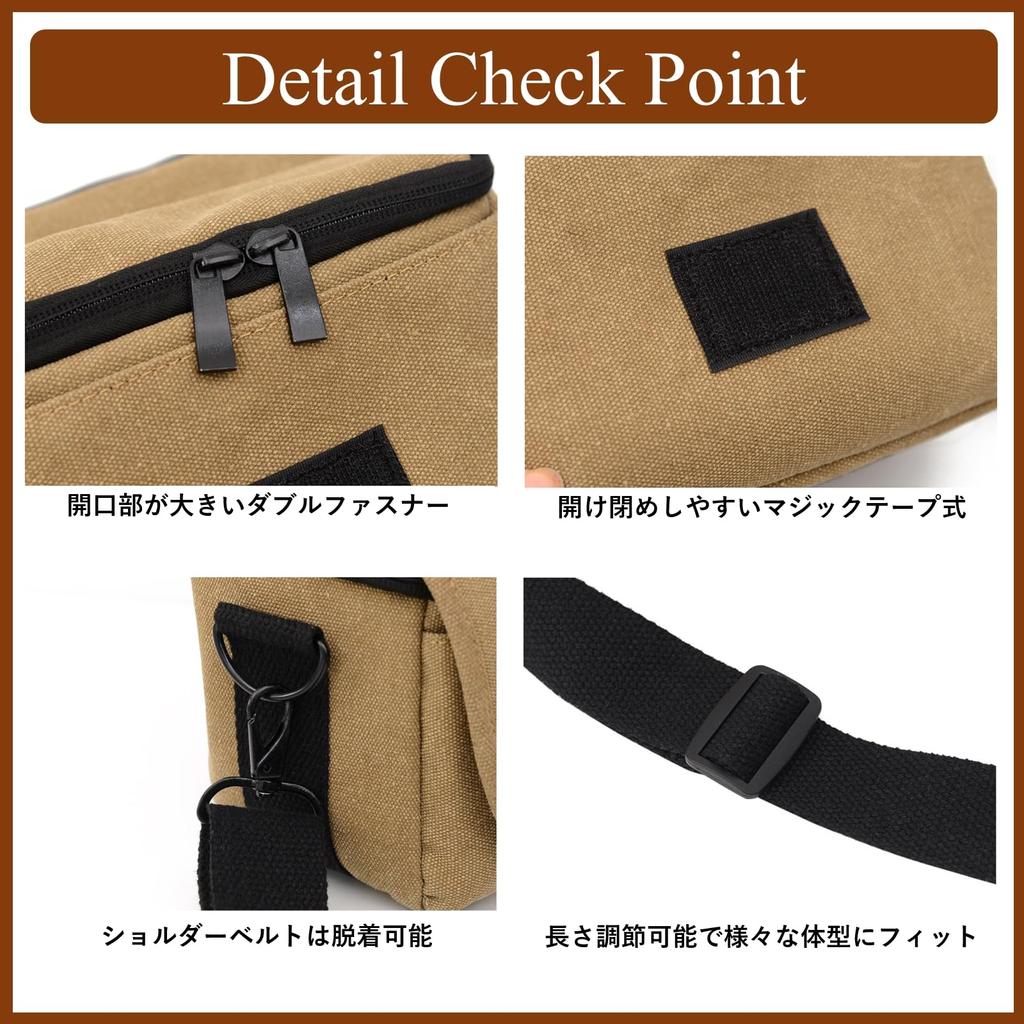 Rowaica Camera Shoulder Camera Stylish Bag, Small, Lightweight, Case, Compact, SLR, Mirrorless, (Khaki)