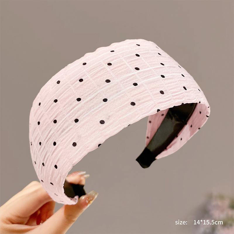 

Широкая повязка в горошек для женщин - Весна/Лето 2025 Объемный Нескользящий Аксессуар для волос розовый