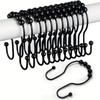 12pcs, Rustproof Stainless Steel S Shape Shower Curtain Hooks Rings, For Bathroom Shower Rod Curtains, Bathroom Accessories