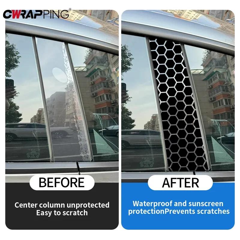 Honeycomb Vinyl Car Stickers Waterproof Scratch-Resistant B-Pillar Cover Self-Adhesive Decals for Auto Exterior Ization