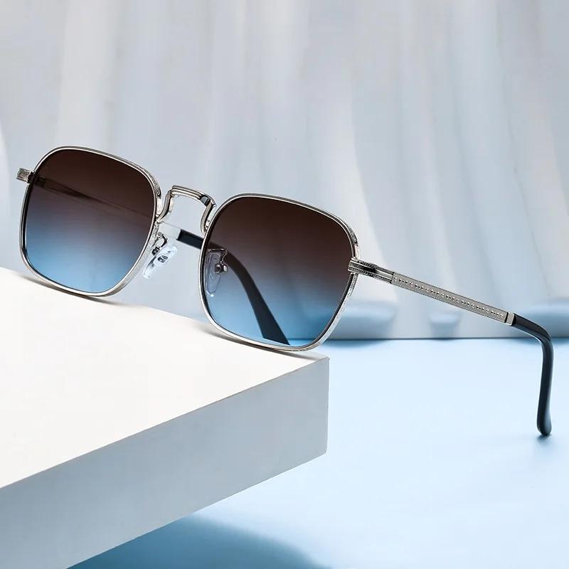 Fashion Square Frame UV400 Sunglasses Women Men Luxury Metal Vintage Shades Eyeglasses Trendy Driving Riding Sun Glasses