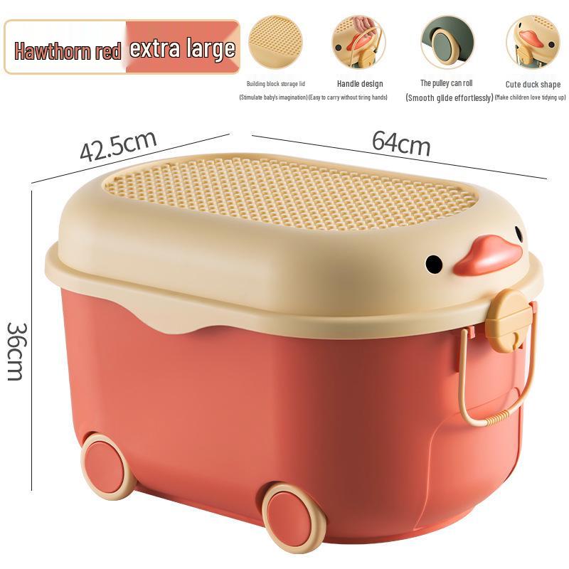 Children's Cartoon Storage Box with Wheels - Large Capacity Organizer for Toys, Clothes, and Snacks