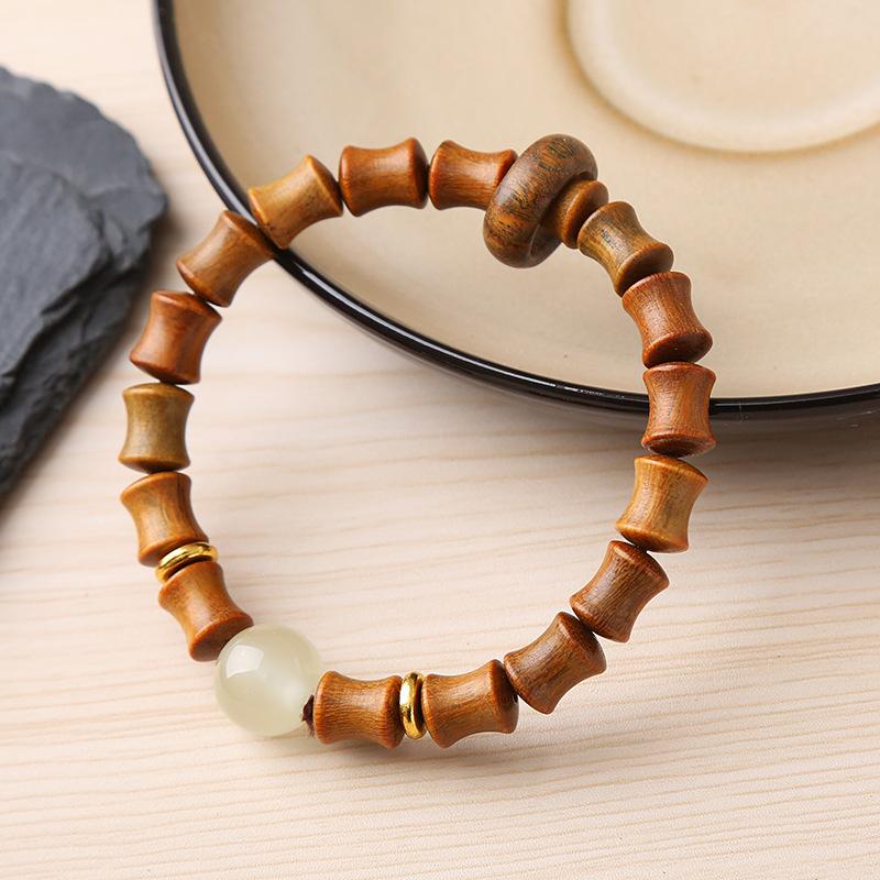 108 Buddha Beads Bracelet in Black Walnut, Red Sandalwood, Black Rosewood and Black Orchid Wood, Chinese Knot Style.