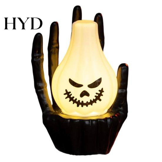Warm LED Spooky Lamp Skeleton Hand Ghost Face Pumpkin/Scary Eyeball Night Light, Halloween Party Table Centerpiece for Home Decoration And