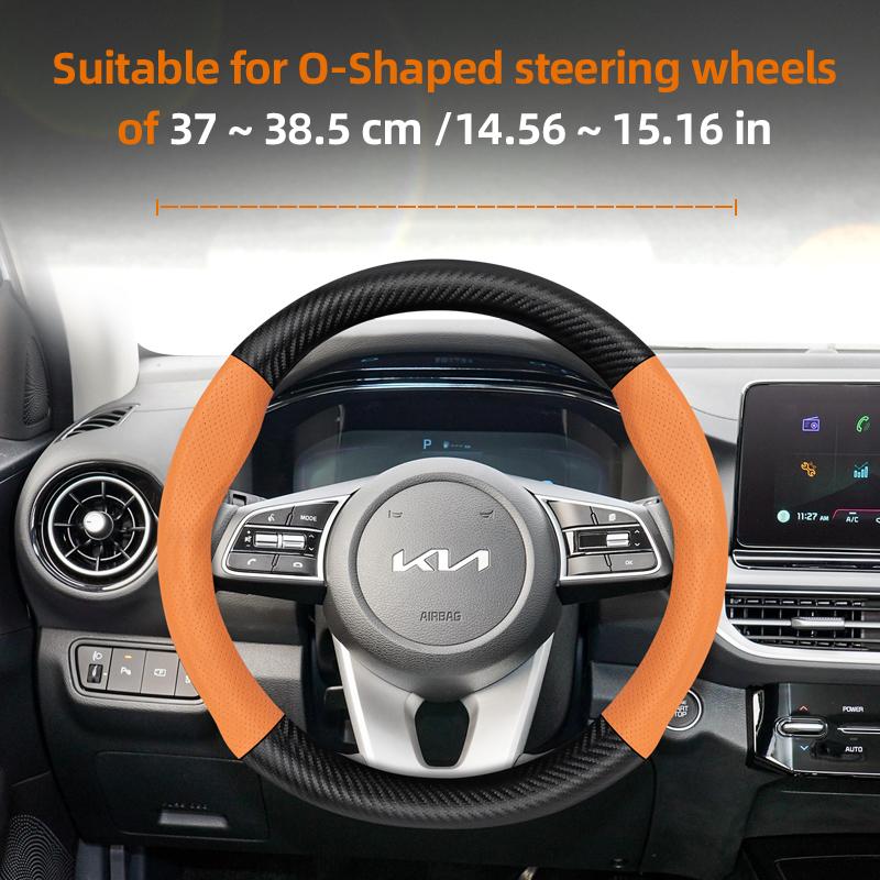 BTNPY1 Suitable for Kia Breathable Leather Matte Carbon Fiber Texture Steering Wheel Cover Suitable for Ceed Jd Picanto Sportage 3 2019 Ev3 Rio 4