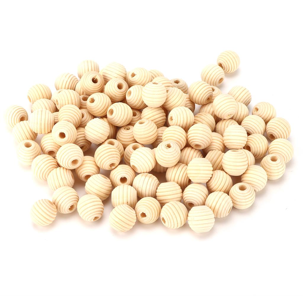 100pcs Wooden Beads MultiPurpose Natural DIY Paintable Thread Crafts for Handicraft Lovers