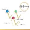 KODY PIERCING Set Of 3 Pieces 9 Carat Gold L Rod and 1.5mm Blue, Green, Fuchsia Opal