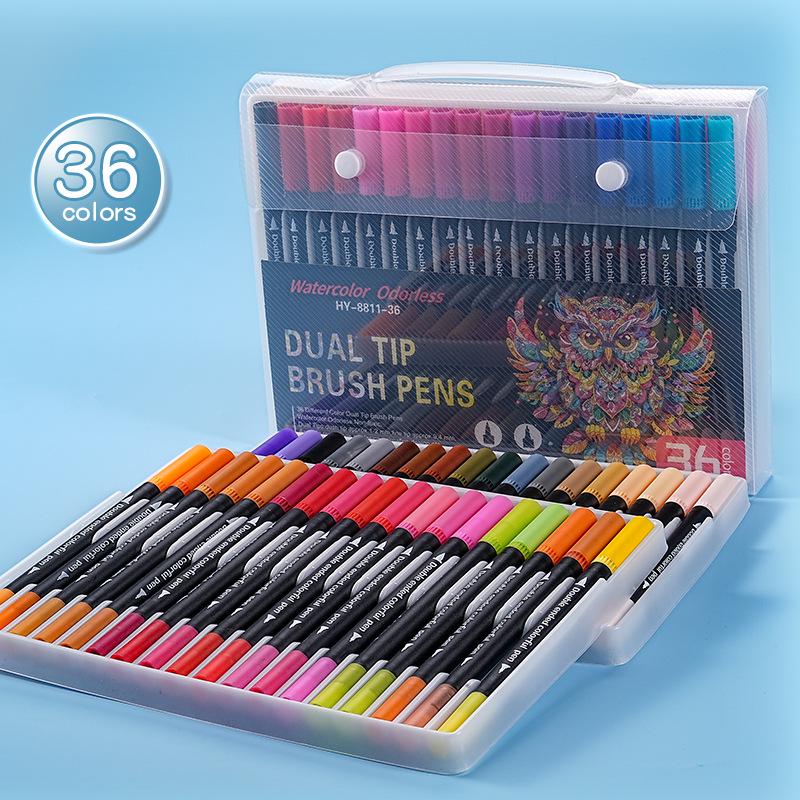 Double-ended 120-Color Washable Watercolor Art Pen Set with Soft Tips for Kids