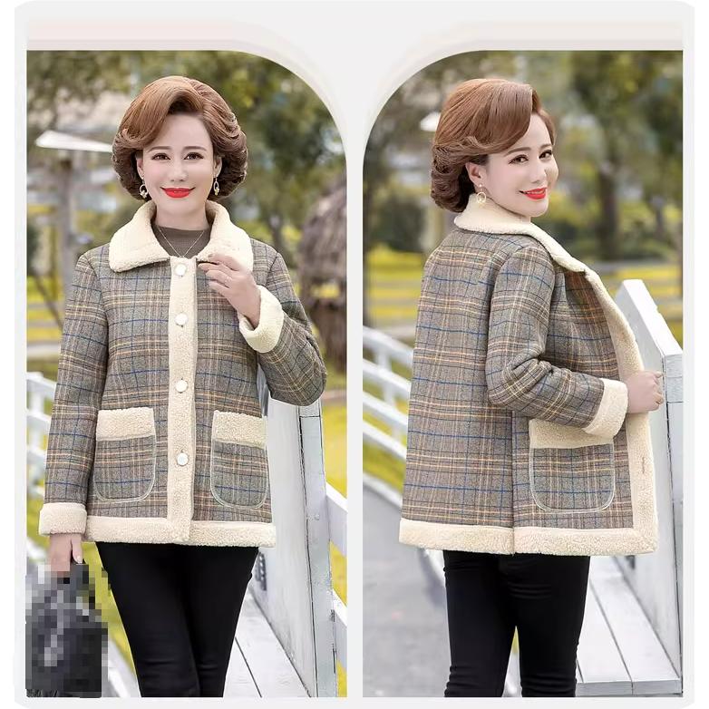 Women's Fashion Loose Autumn Jacket, Mother's Spring and Autumn Jacket, Granular Velvet Temperament