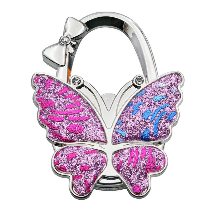 Large Matte Butterfly Hanging Bag Hook - Foldable Women's Bag Buckle & Portable Table Edge Hook for Luggage Accessories.