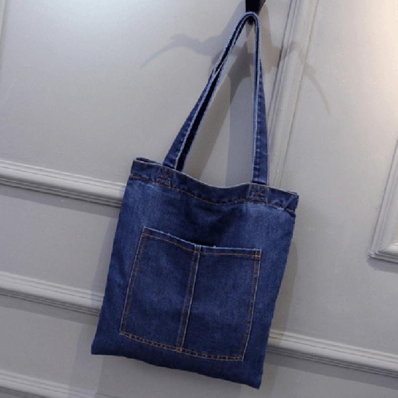 Denim bag new large capacity shoulder bag women s casual street canvas denim shoulder bag shopping bag handbag