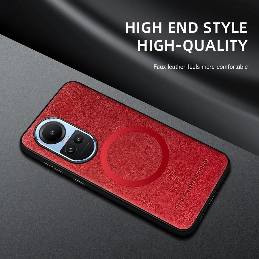 For OPPO Reno 10 10 Pro 10 ProPlus PU Leather Magnetic Ring Soft Edge Anti-Drop Anti-Fingerprint Phone Case