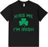 Kiss Me I'm Irish Clover Shamrock St Patrick's Day T-shirt