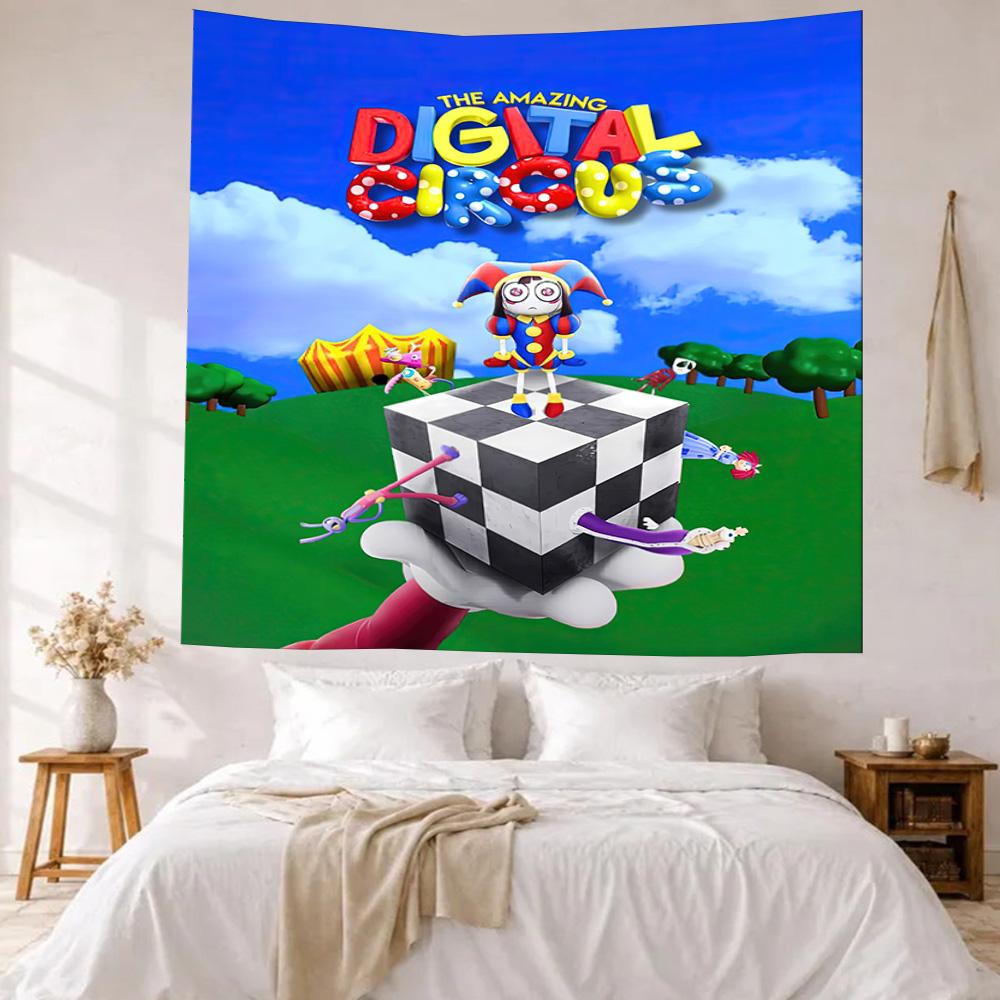 Digital Circus Wall Decor Tapestry Art For Pet Memorial Birthdaywedding Party Backdrop Family Gift
