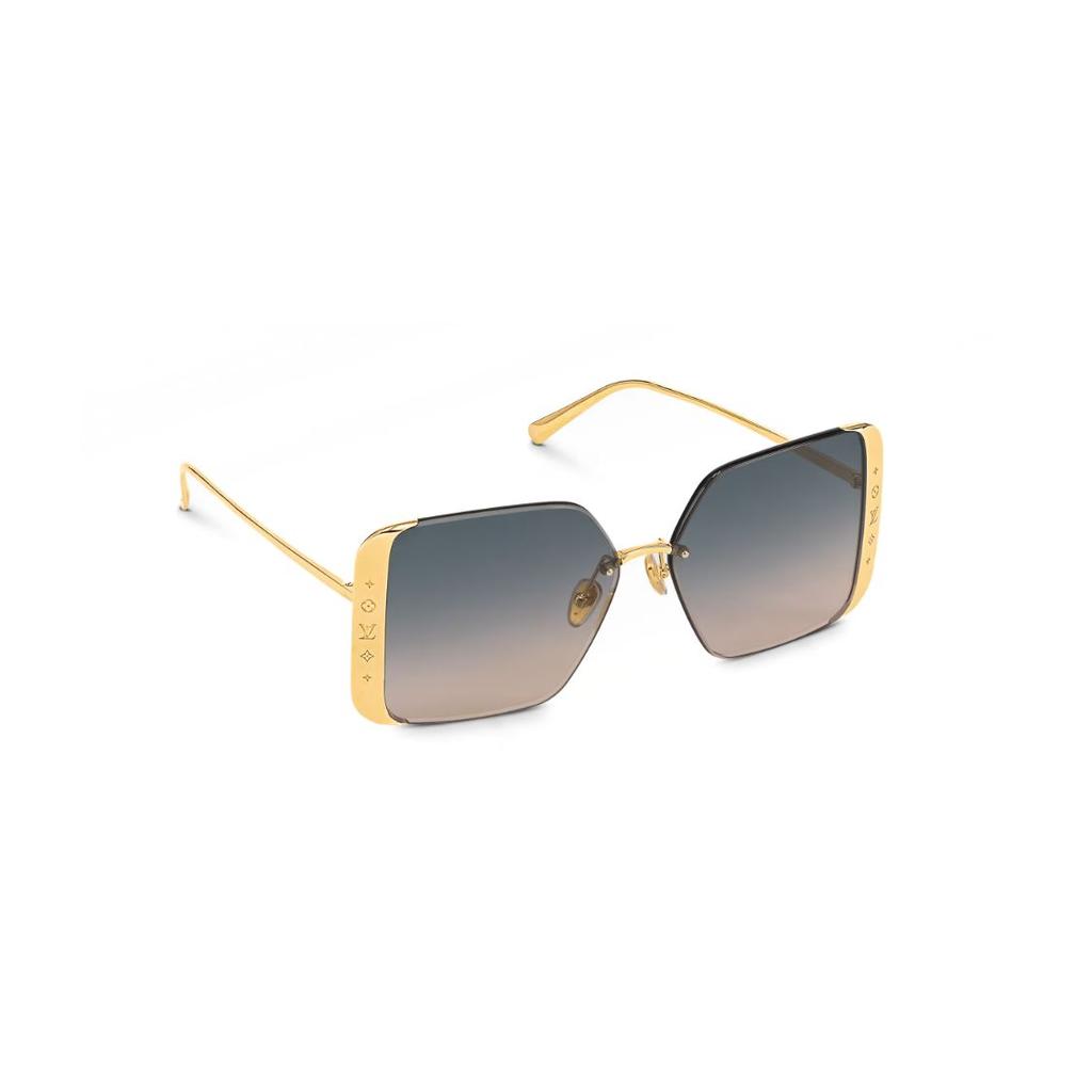 Louis Vuitton Logo Metal Irregular Shape Sunglasses Men sunglasses Gold Z1994U