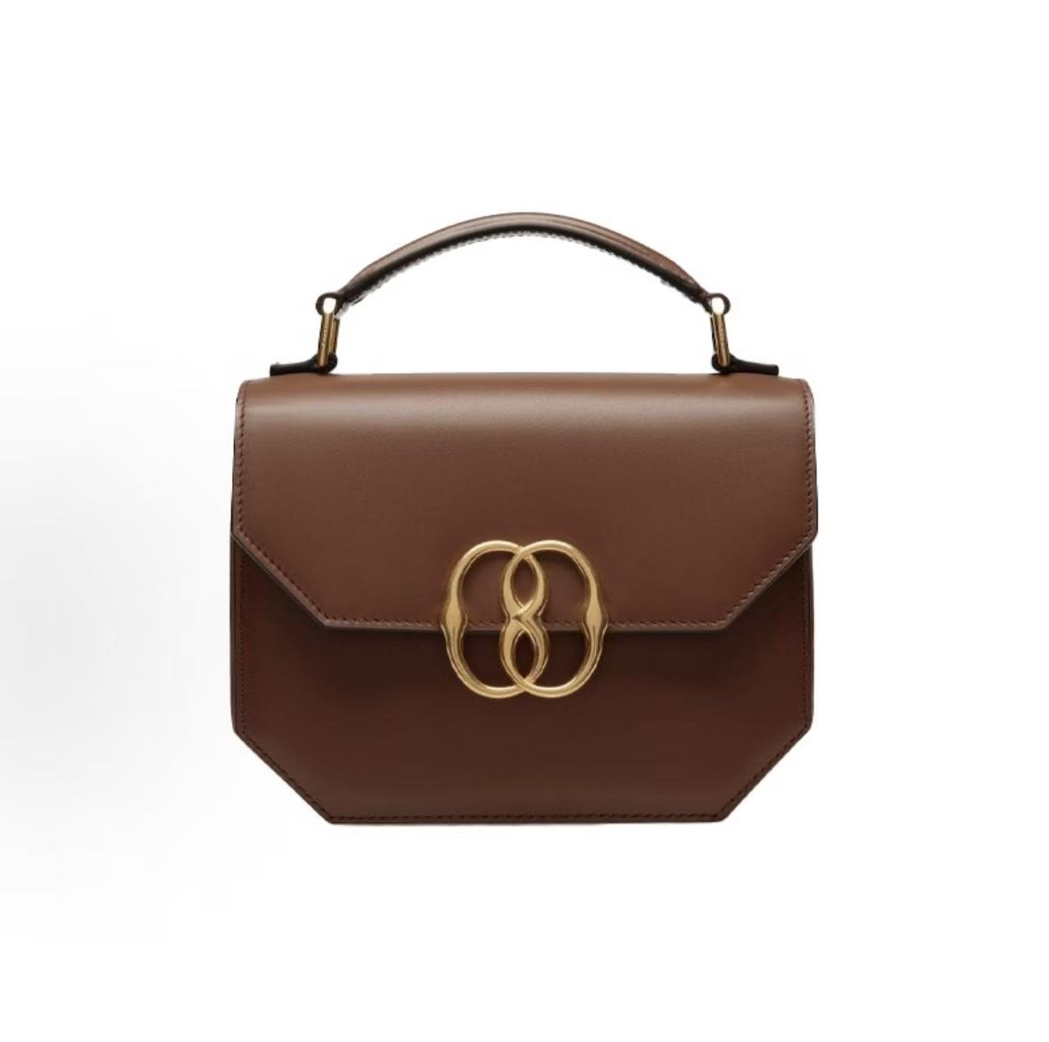 

Bally Emblem Solid Color Glossy Logo Magnetic Buckle Flap Gold Hardware Leather Square Shoulder Crossbody Handbag Mini Women Handbag Brown 6304713 Basic Set (Bag+Dust Bag)
