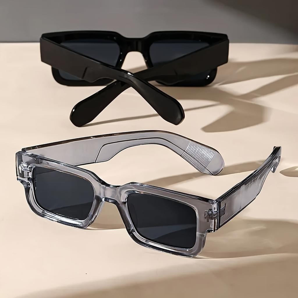 2pcs Fashion Thick Frame Square Sunglasses Men Women Small Frame Rice Nail Sun Glasses UV400 Protection