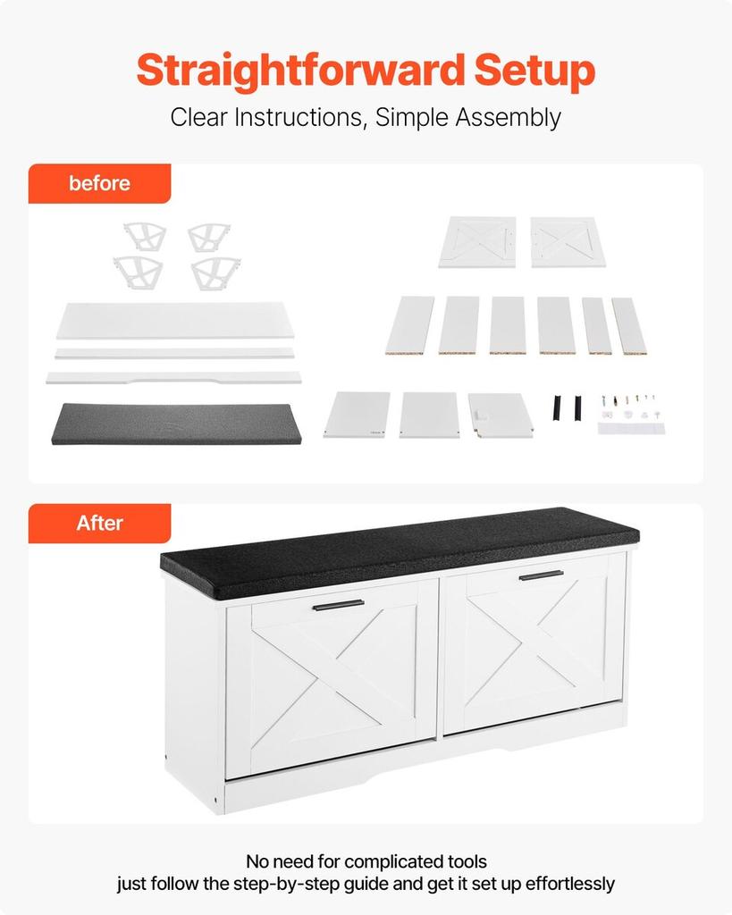 Entryway Shoe Storage Bench, 1000 x 305 x 475 mm Shoe Organizer with Flip Drawers, 440lbs Narrow Shoes Rack Bench with Cushion & Flip Doors, for