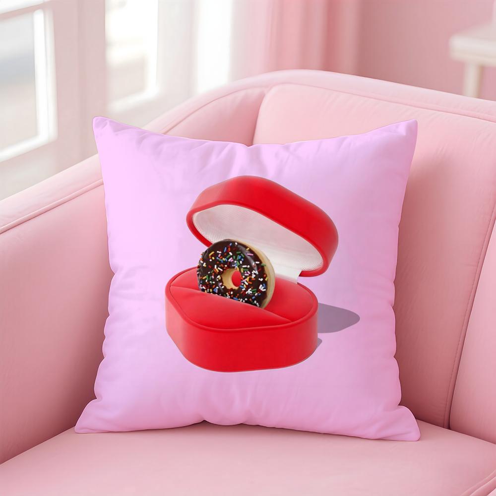 Lovely Playful Sweet Donut Cute Anime Cushion Cover Linen Pillowcase Cover Soft Decor for Sofa Home Room