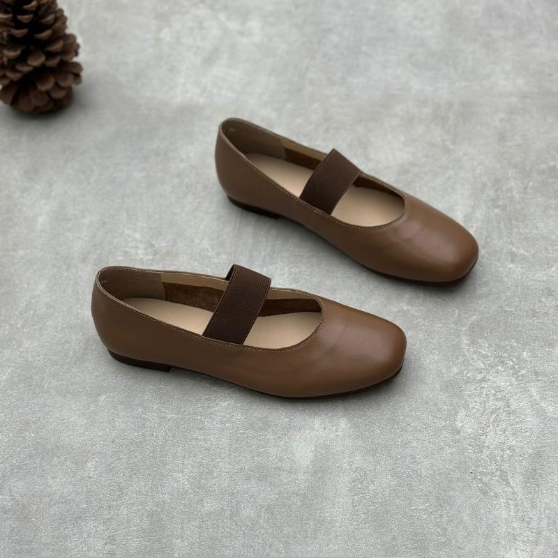 

Повседневные кожаные туфли с квадратным носком на плоской подошве женские туфли из коровьей кожи 40 кофейный