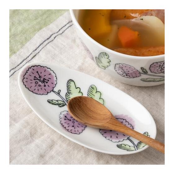 Flower Mini Dish and Spoon Rest, Purple, Ceramic, Porcelain, Dishwasher Safe, Microwave Safe