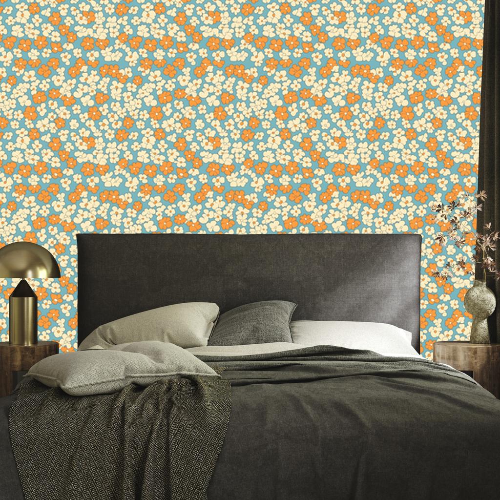 Cream and gold flowers wallpaper for living room and bedroom 50x1000